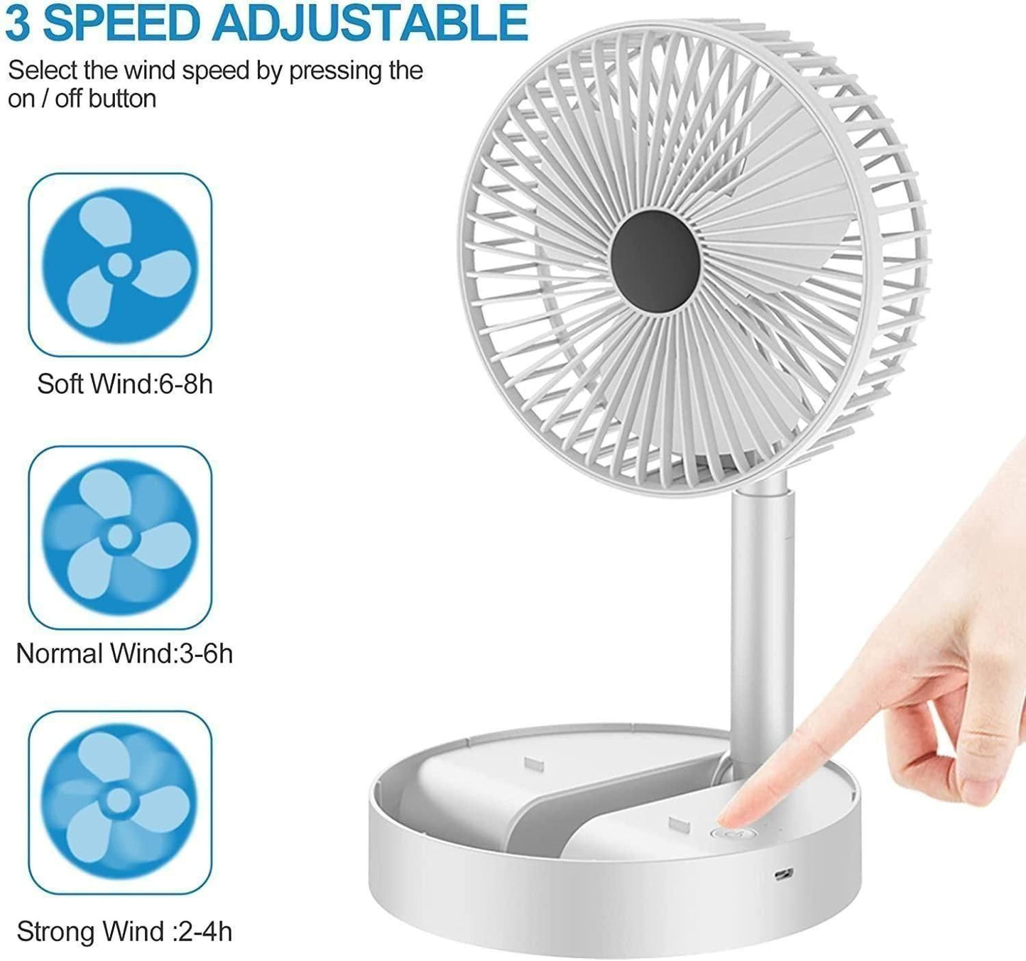 Powerful Rechargeable Table Fan (Set of 2)